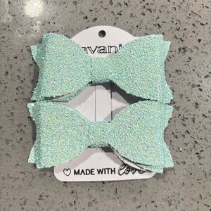 Sparkling Mint Hair Bows for Kids